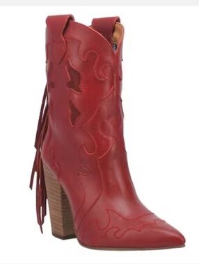 dingo Lady's night D1 911 Red Cowboy Heeled Boots Size 7.5M
